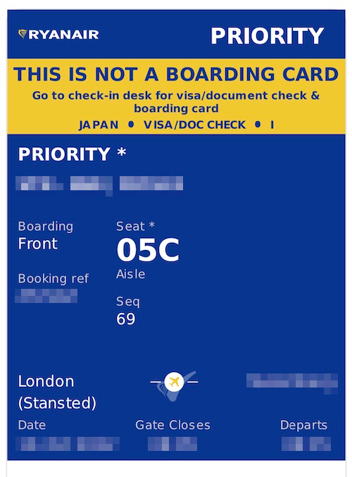 Ryanair　チケット